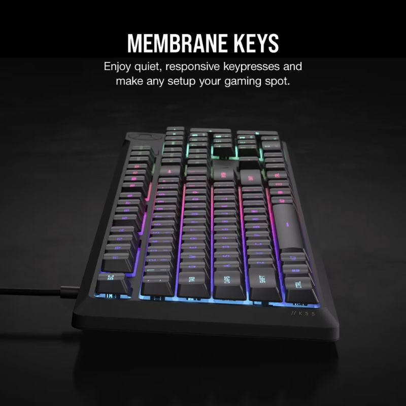 Corsair K55 CORE RGB Wired Membrane Gaming Keyboard - EdgeFollow