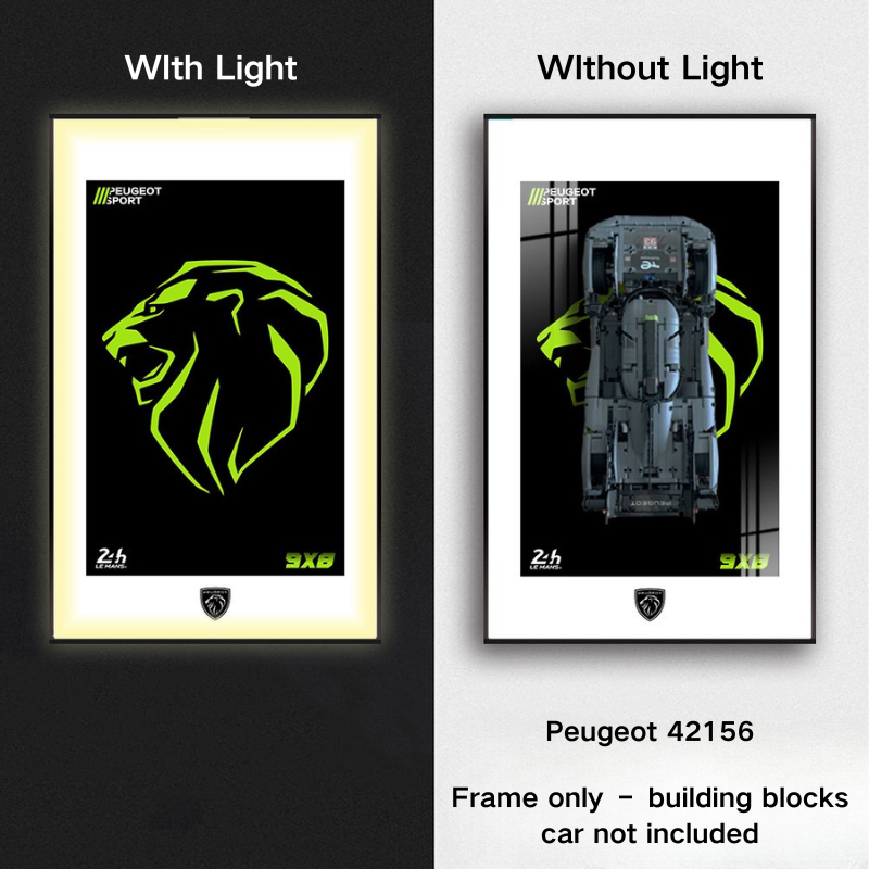 Car Display frame for LEGO® TECHNIC PEUGEOT 9X8 24H Le Mans Hybrid Hypercar 42156 - EdgeFollow