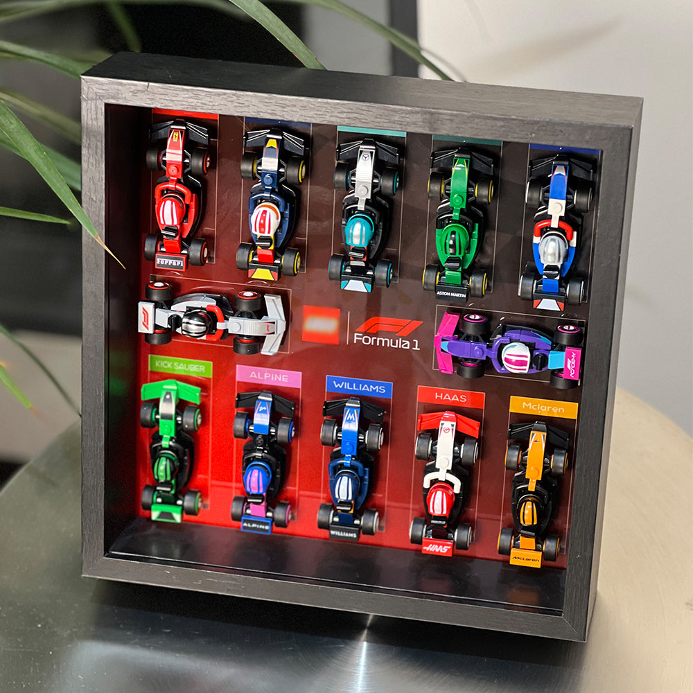 Display case for LEGO® 71049 F1® Collectible Race Cars - EdgeFollow