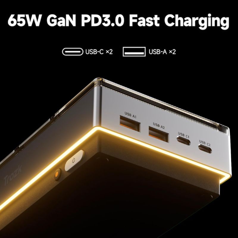 Trozk 10 in 1 2500W RGB Charging Station PD 65W Power Board Extension Outlet Strip Gaming Room - EdgeFollow
