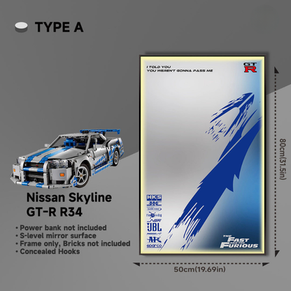 Car Display Frame for LEGO® 42210 2 Fast 2 Furious Nissan Skyline GT-R (R34) Car LEGO Gift