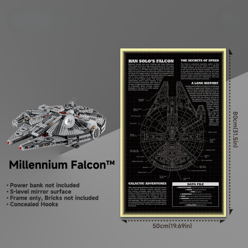 Display frame for LEGO® STAR WARS™ 75257 Millennium Falcon™