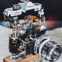 Disassembled Mechanical Film Canon AE-1 Camera , Home Decor, Camera Art