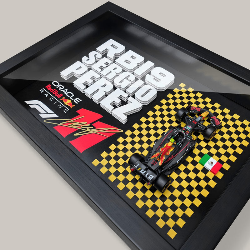 Red Bull Racing RB19 – Sergio Pérez #11 Signature F1 Diecast Car – 3D Framed Wall Art for Collectors