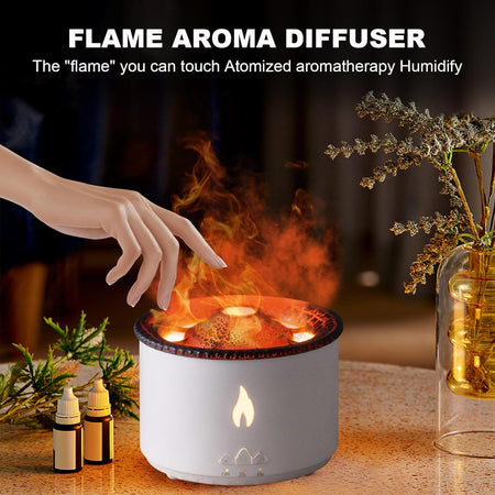 Volcano Humidifier Flame Aroma Diffuser Ultrasonic Essential Oil Scent Diffuser Gaming Setup - EdgeFollow