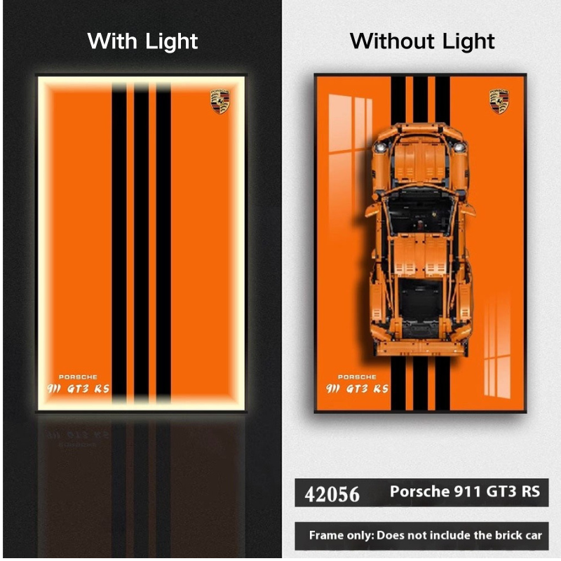 LED Wall Display Frame for LEGO® Technic F1 42056 Porsche 911 GT3 RS Showcase