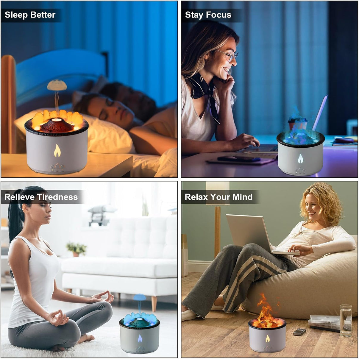 Volcano Humidifier Flame Aroma Diffuser Ultrasonic Essential Oil Scent Diffuser Gaming Setup - EdgeFollow
