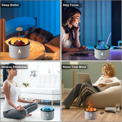 Volcano Humidifier Flame Aroma Diffuser Ultrasonic Essential Oil Scent Diffuser Gaming Setup - EdgeFollow