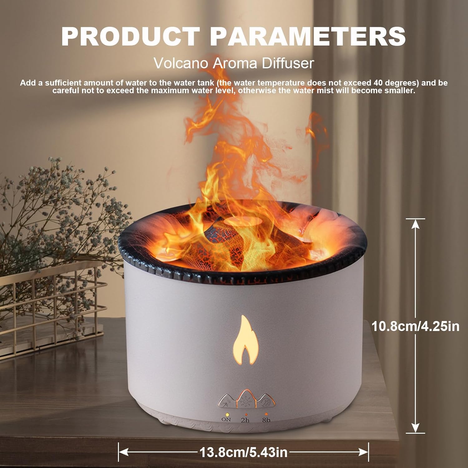Volcano Humidifier Flame Aroma Diffuser Ultrasonic Essential Oil Scent Diffuser Gaming Setup - EdgeFollow