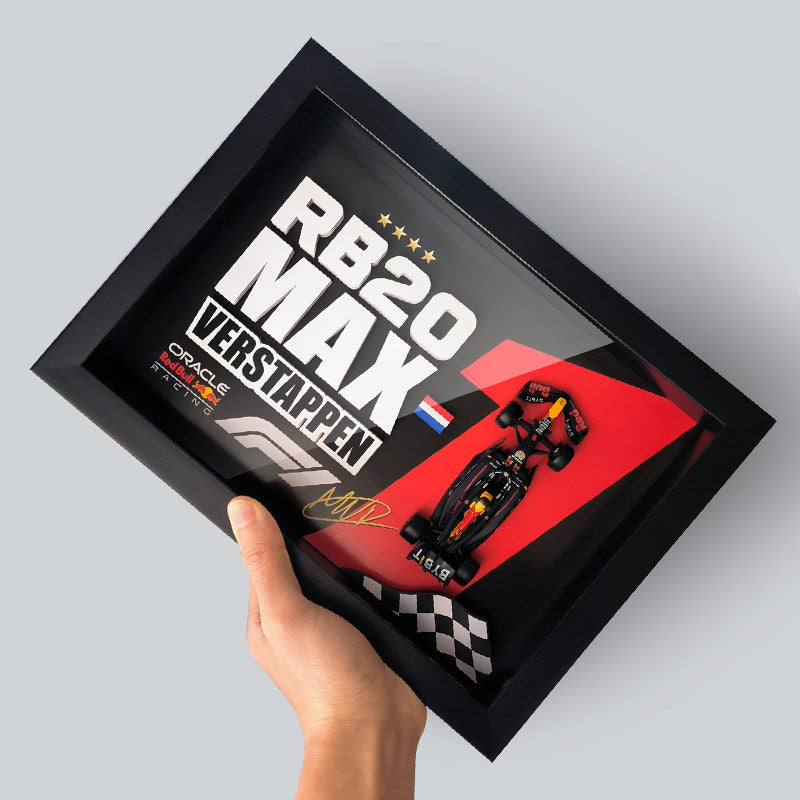Max Verstappen #1 RB20 F1 Diecast Car – 3D Framed Wall Art | Collector's Display Piece - EdgeFollow