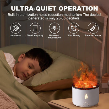 Volcano Humidifier Flame Aroma Diffuser Ultrasonic Essential Oil Scent Diffuser Gaming Setup - EdgeFollow