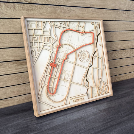 F1 Monza Circuit & City Map – 3D Layered Wood Carving Wall Art - EdgeFollow