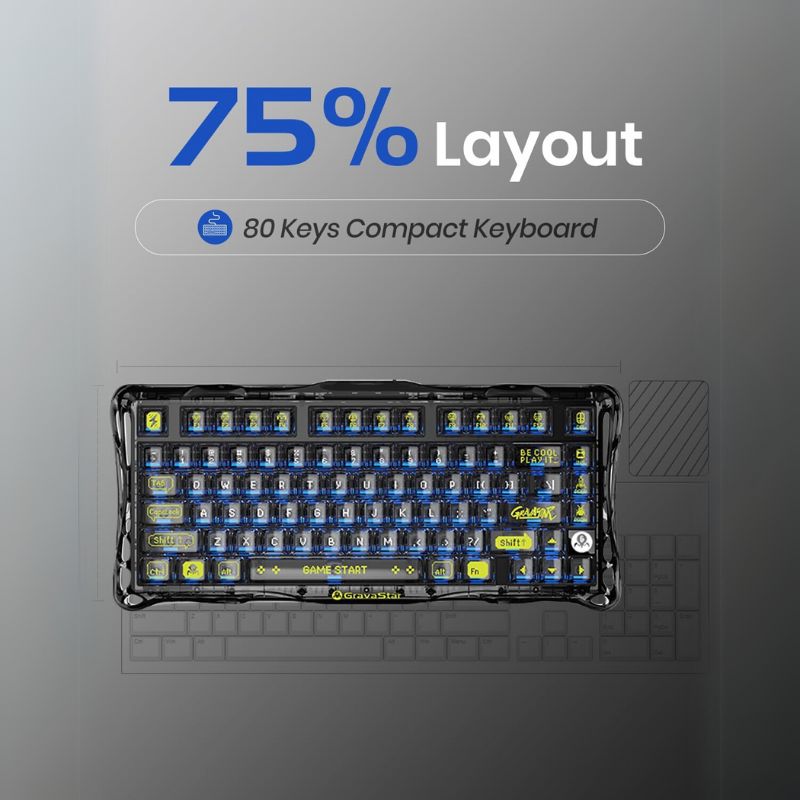 GravaStar Mercury K1 Lite 75% Wireless Mechanical Gaming Keyboard Gasket Hot Swappable Boy Gift - EdgeFollow