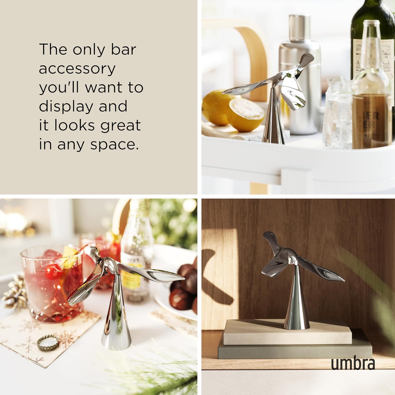 Tipsy Bottle Opener, Chrome Artistic Flying Bird Sculpture Gaming Setup Boy Gift - EdgeFollow