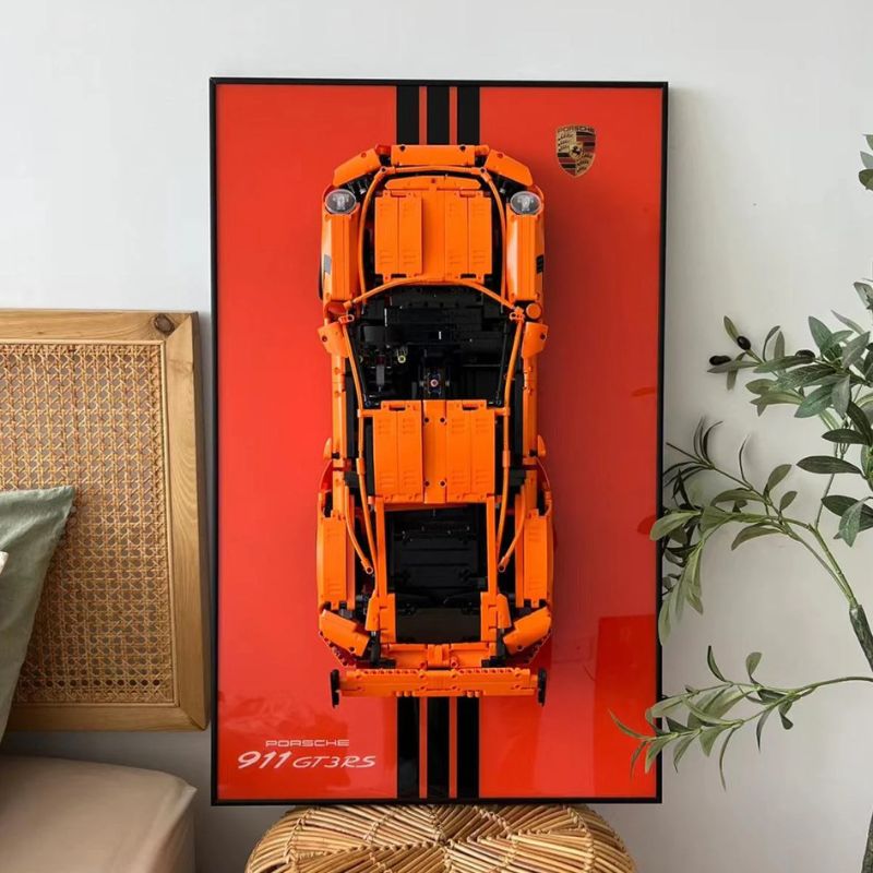 LED Wall Display Frame for LEGO® Technic™ 42056 Porsche GT3 RS – USB Lighted Car Model Showcase Case - EdgeFollow