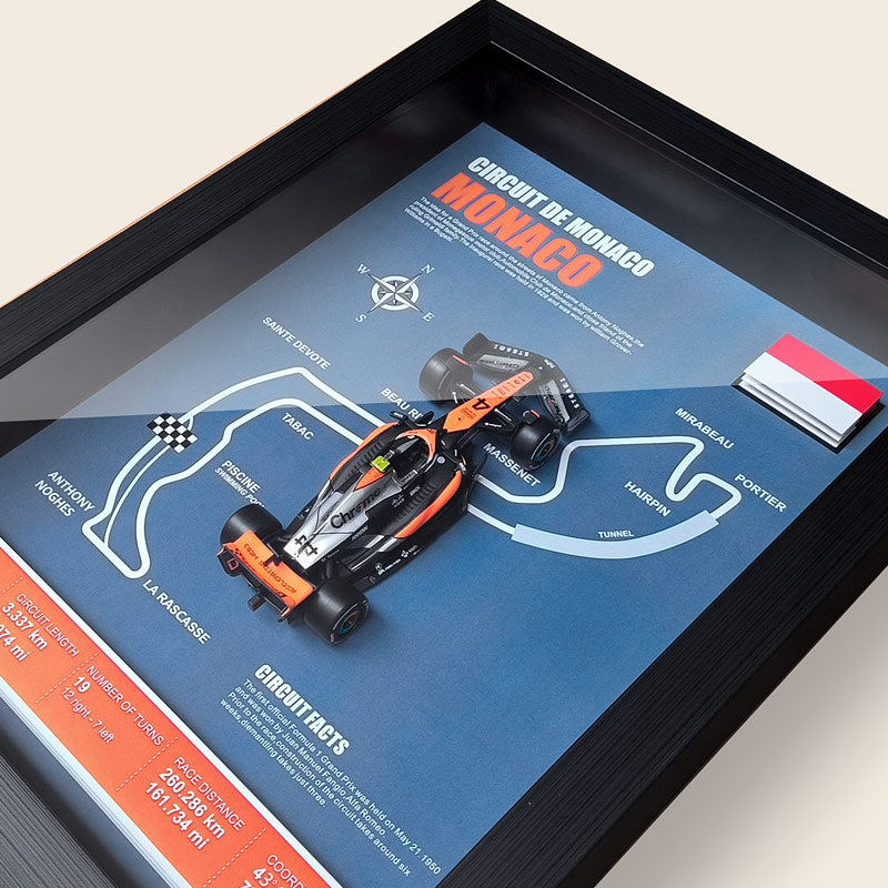 1:43 McLaren MCL60 F1 Car Model - Framed Display | Lando Norris #4 Oscar Piastri | Various Tracks | Formula 1 gift - EdgeFollow