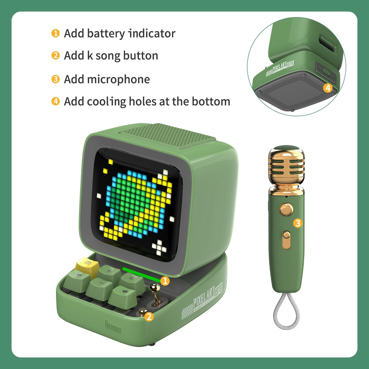 Divoom Ditoo-Mic Mini Karaoke Machine Pixel Art Singing Bluetooth Speaker Girl & Childer Gift - EdgeFollow