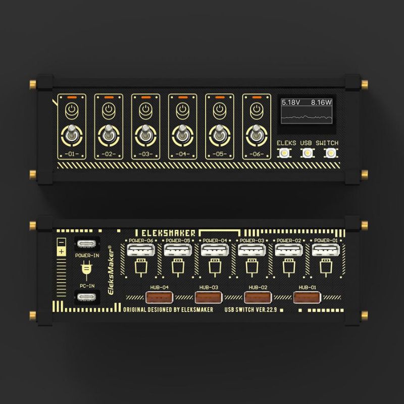 Eleksmaker NK4 USB 15W Data Powered Hub with Individual LED Power Switches Gaming Setup - EdgeFollow