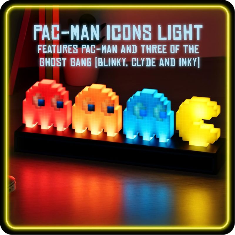 Paladone Pac Man and Ghosts Light 3D Pixel Lamp LED Game Icon Night Light Boy Gift - EdgeFollow