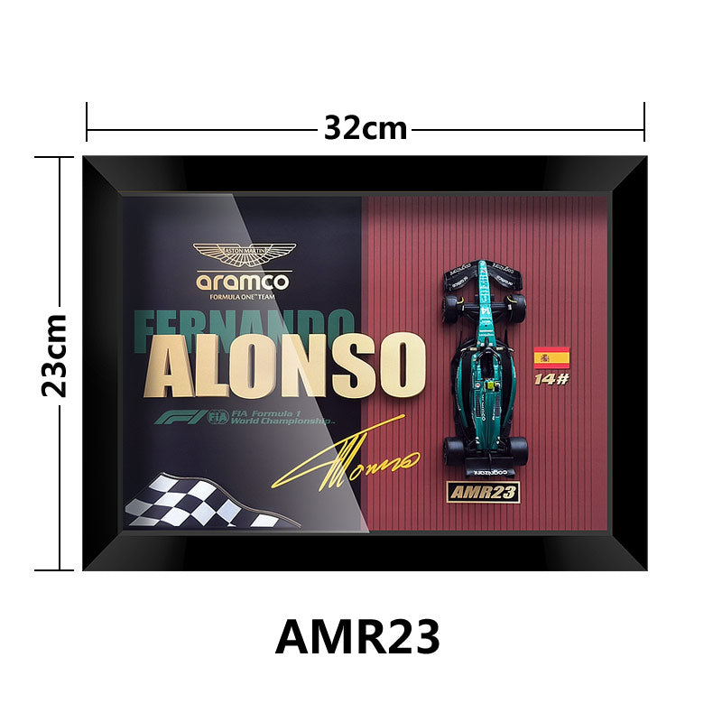 Aston Martin AMR23 #14 Fernando Alonso Signature F1 Diecast Car – 3D Framed Wall Art for Collectors