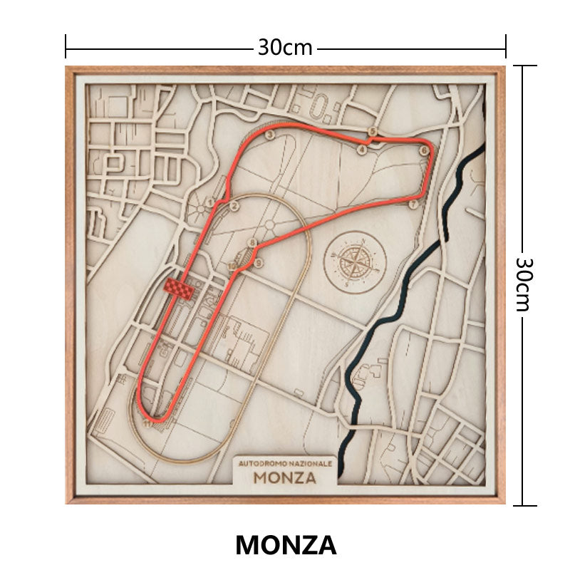 F1 Monza Circuit & City Map – 3D Layered Wood Carving Wall Art - EdgeFollow