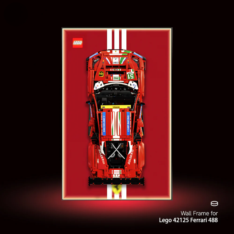 LED Wall Display Frame for LEGO® Technic F1  Ferrari 488 GTE ''AF Corse #51'' 42125 Showcase