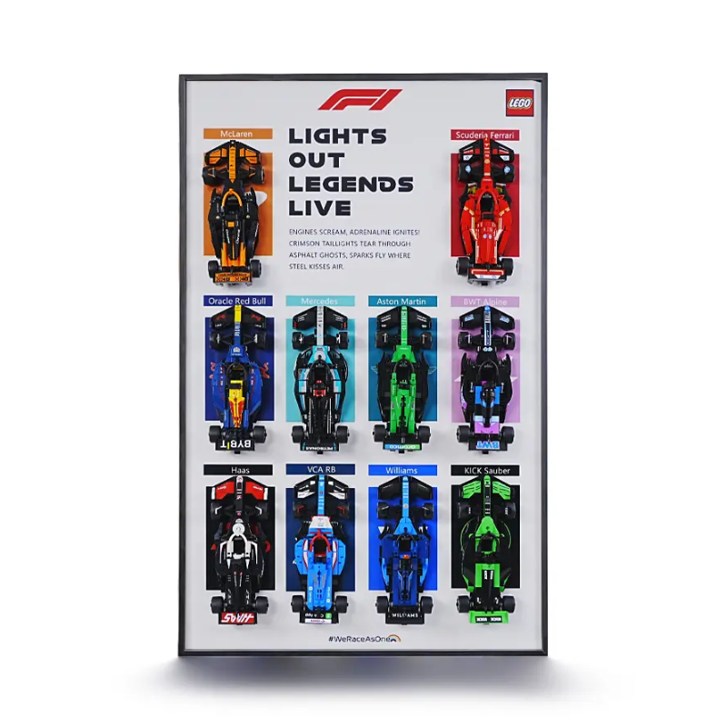 LEGO™ LED Wall-Mount Frame for Speed Champions F1 10-Car Race Car – Team Edition