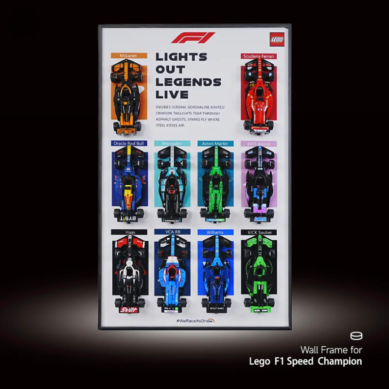 LEGO™ LED Wall-Mount Frame for Speed Champions F1 10-Car Race Car – Team Edition