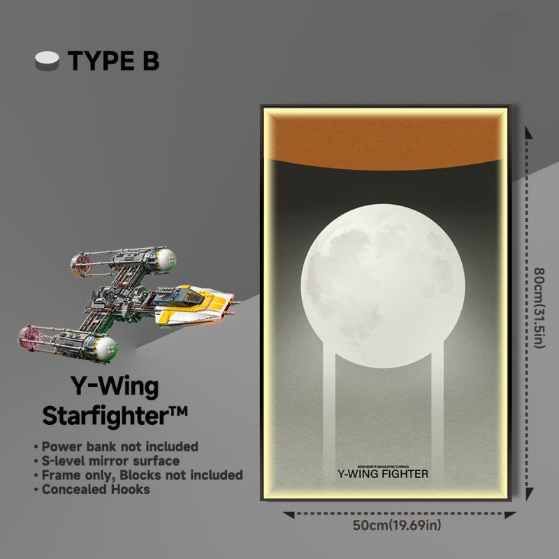 Wall Display Frame for LEGO® Star Wars 75181 Y-Wing Starfighter™ - EdgeFollow