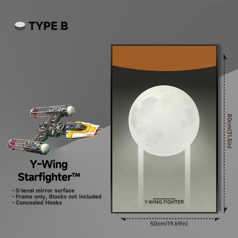 Wall Display Frame for LEGO® Star Wars 75181 Y-Wing Starfighter™ - EdgeFollow