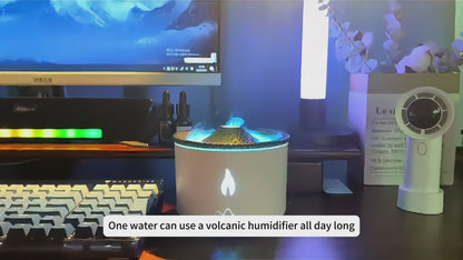 Volcano Humidifier Flame Aroma Diffuser Ultrasonic Essential Oil Scent Diffuser Gaming Setup