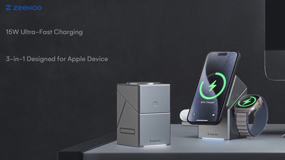 3 in 1 Qi2 Wireless Charging Station for Apple MagSafe Charger Stand