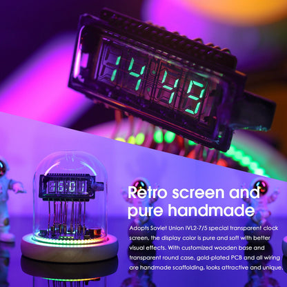 Vintage VFD Clock, WiFi RGB LED Display Nixie Tubes Clock Gaming Setup Desk Gift - EdgeFollow